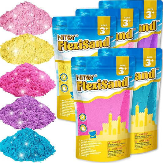FlexiSand 11 lbs Moldable Self-Sticking Sand, Never Dries Out Fun for 3 Years and Up Kids Bulk Refill for Sensory Sand Box Toys, Ideal for Shaping, Squeezing and Rolling(5kg, Pink Shades)