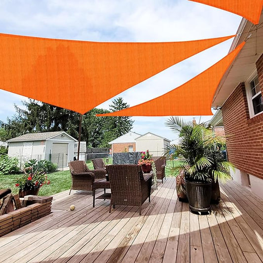 Patio Paradise 17' x 17' x 17' Sun Shade Sail Triangle Canopy Shade Cloth Fabric Sunlight Block Patio Pergola Cover HDPE Deck Awning for Outdoor Backyard Roof Shading, Orange