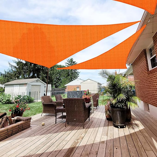 Patio Paradise 24' x 24' x 24' Sun Shade Sail Triangle Canopy Shade Cloth Fabric Sunlight Block Patio Pergola Cover HDPE Deck Awning for Outdoor Backyard Roof Shading, Orange