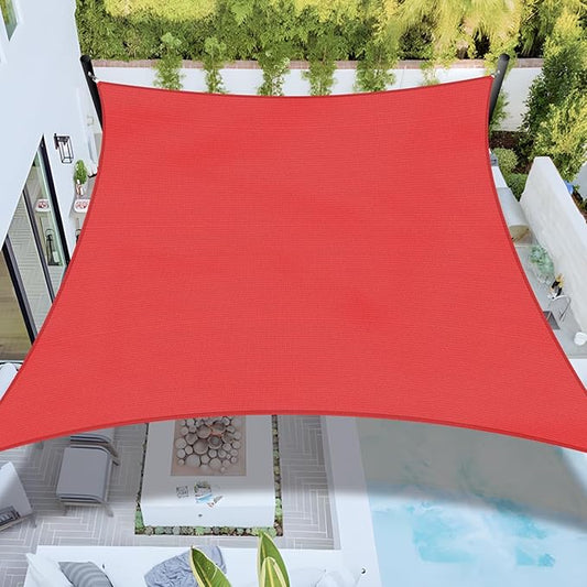 Sun Shade Sail 15'x18' Rectangle Shade Cloth for Garden, Permeable Shade Canopy Outdoor Patio Covers for Pergola Backyard Deck Outside Activity, Red