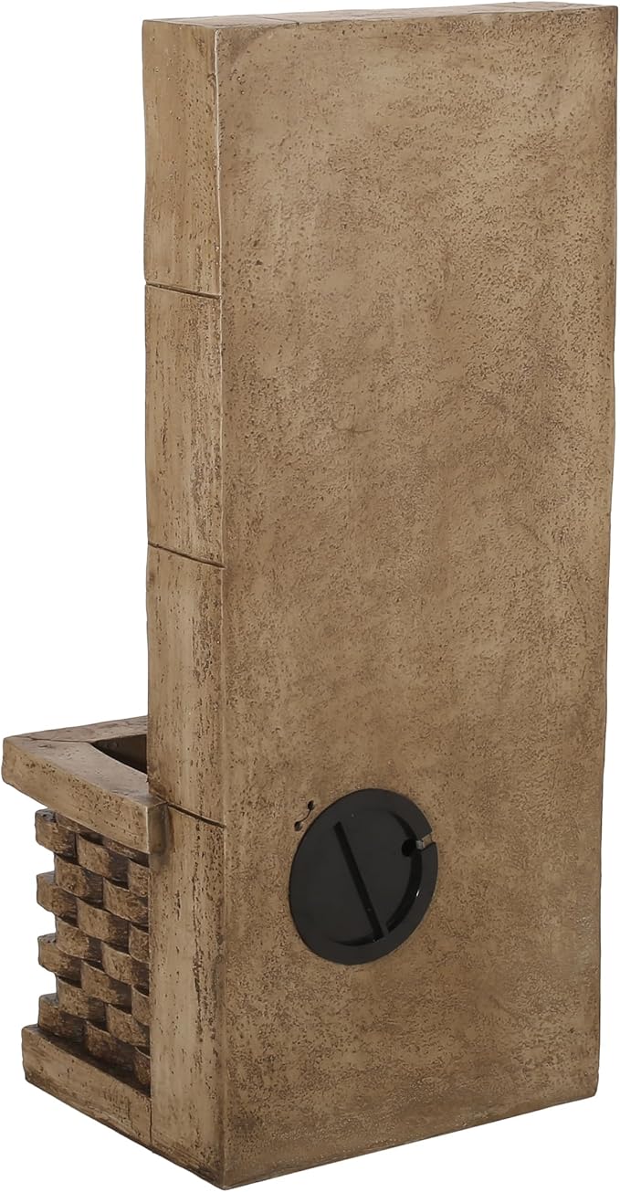 Merax 35.25" High Wall Tower Fountain,Weather-Resistant Outdoor Fountain with LED Lights, Light Brown Faux Stone, Garden Fountain for Patio, Yard, or Entryway