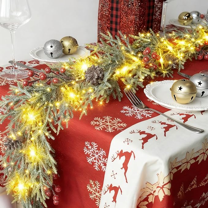 Christmas Garland with Lights Pine Garland Lighted Prelit Christmas Garlands for Mantle Stairs Xmas Garlands Lighted Garland Battery Operated Home Decor Christmas Decorations Outdoor Indoor