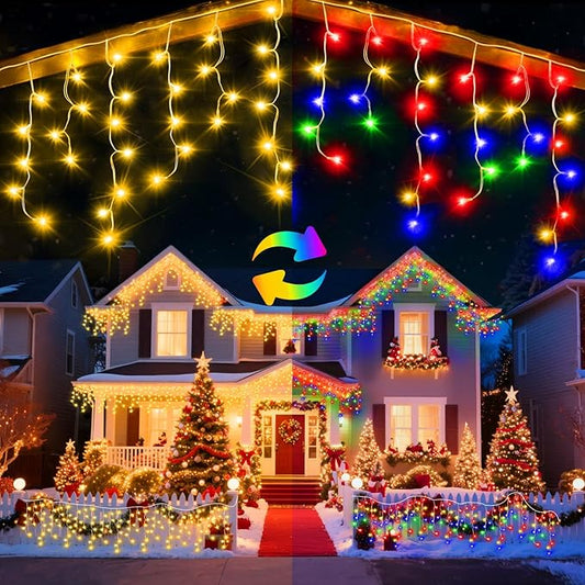 66 Ft Ice Lights for Outside, 640 LED Christmas Lights Outdoor Plug in, Christmas String Lights with 11 Modes & Timer for Holiday, Party, Wedding, House, Patio, Outdoor Decorations