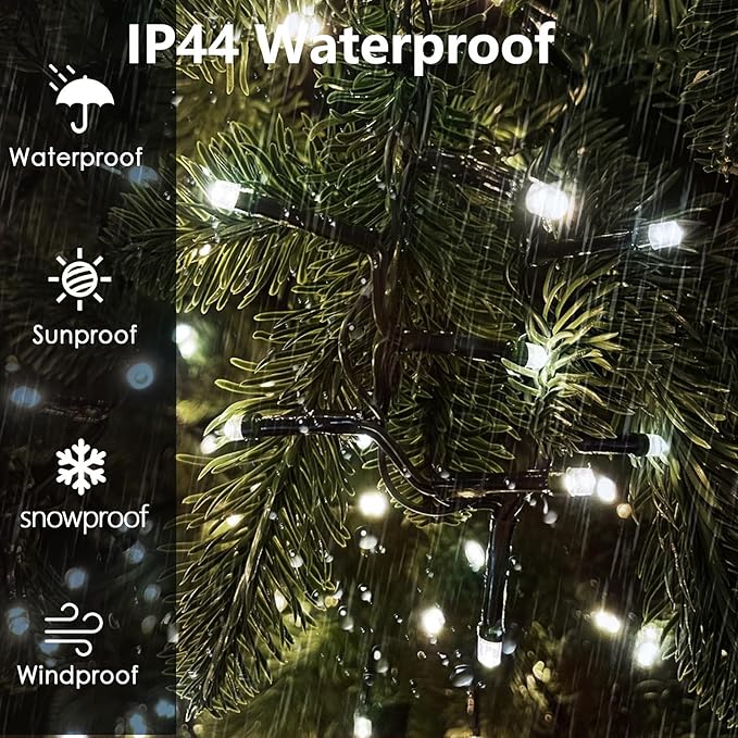 Easy Christmas Tree Lights Indoor Outdoor, 280 LED Christmas String Lights 6.6FT x 8 Lines with 8 Modes & Timer, Waterproof Twinkle Lights Plug in for 6FT Xmas Tree Christmas Decoration (Cool White)