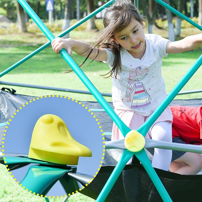 12ft Climbing Dome, Geometric Dome Climber Play Center, Kids Climbing Dome Tower, Rust & UV Resistant Steel Supporting 1000 LBS, Green + Silver