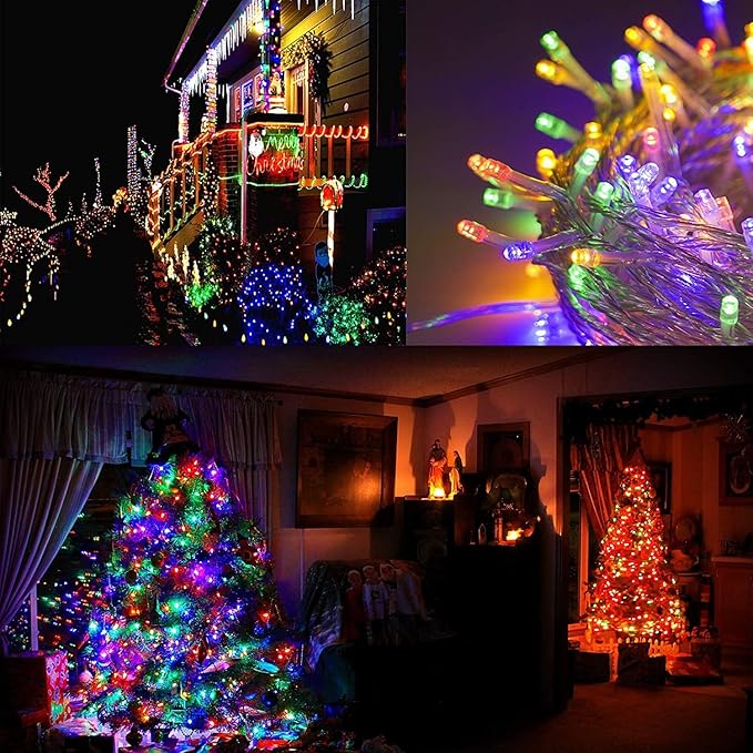 kemooie 500 LED Multicolor Christmas Lights, 164 FT 8 Lighting Mode Plug in Fairy Light Outdoor, IP44 Waterproof String Lights for Outdoor Indoor Wedding Party Xmas Decorations (Multicolor)