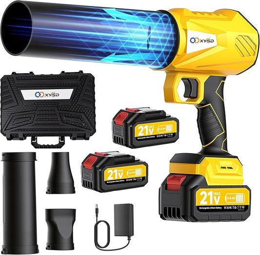 Cordless Leaf Blower, Turbo Jet Blower, 800,000 RPM Handheld Leaf Blower with 2x4500mah Batteries & Charger, Electric Leaf Blowers for Patio Cleaning, Lawn Care, Leaves, Dust (Yellow)