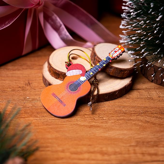 Guitar Ornament – Christmas Tree Ornament for Guitar Players, Wooden Guitar Christmas Ornament Gift for Men, Gifts for Guitar Lovers
