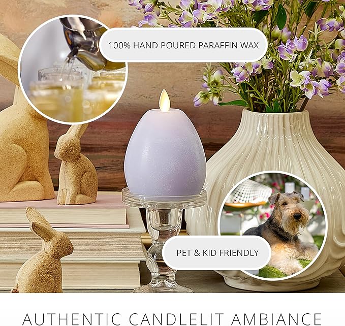 Luminara - Flameless Holiday Crystal Beads Glitter Sphere Candle - Lavender - Pack of 1-4x4.25 - Auto Timer Built-in 5-Hour Timer Candle Indoor Use
