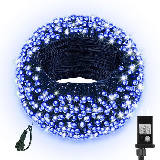 66ft 200 LED Christmas Tree Lights, End-to-End Plug 8 Modes Fairy Lights with Timer, Outdoor Indoor Xmas Light Christmas Tree, Patio, Garden, Party, Wedding, Holiday, Blue