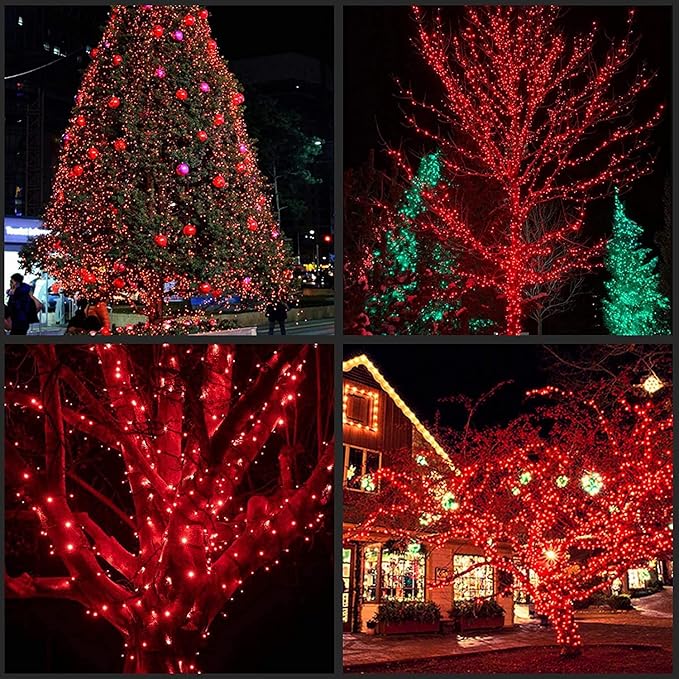 kemooie 500 LED Valentine's Day Lights, 164 FT String Lights with 8 Twinkle Modes & Memory Function, Plug in Waterproof Tree Lights for Garden Tree Outdoor Indoor Christmas Decorations (Red)