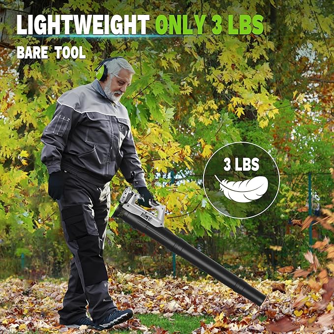 Cordless Leaf Blower and Hedge Trimmer Combo 21V Ultra-Lightweight 3lbs 400CFM/130MPH Blower, 18 Blade & 5/8'' Cutting Bush Trimmer with 2.0Ah Battery and Fast Charger, Ideal for Homeowners & Seniors