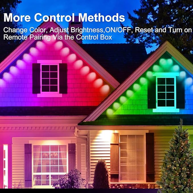 Permanent Outdoor Lights with App &P67 Waterproof Smart Eave Lighting, with App/Remote Control Eaves Light, DIY LED Scenes Modes for House Roof Decor,Christmas,Party,All Holiday and Daily.