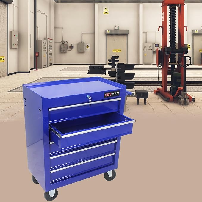 RYH 5 Drawers Rolling Tool Chest & Tool Box on Wheels | Heavy Duty Metal Cart with Ball Bearing Drawers | Fits US General Tool Box for Garage Storage (Blue, 5 Drawers£¨29.9 H ¡¿ 24.2 W ¡¿ 12.9 D)
