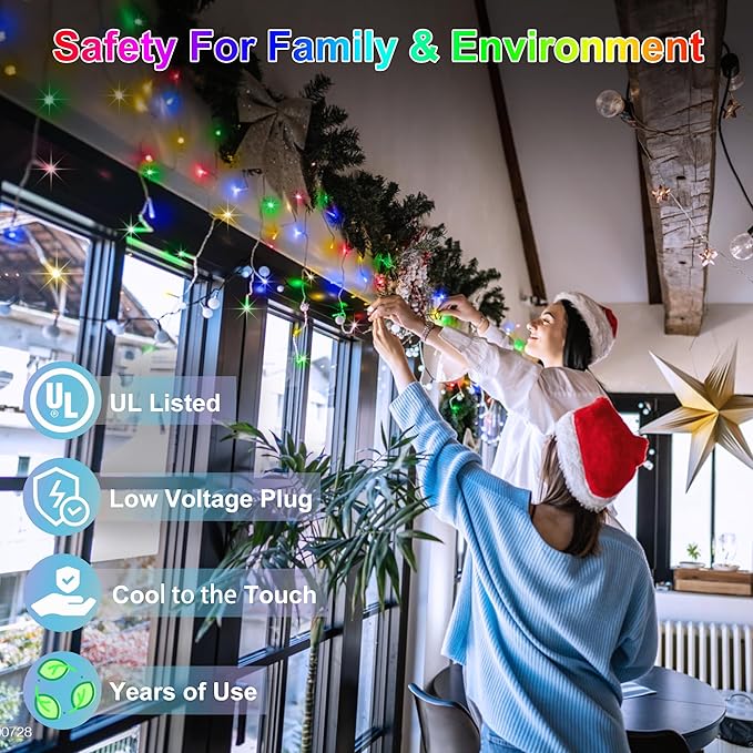 82 FT Outdoor Christmas Lights with 176 Drops, Christmas Decorations Fairy Lights 616 LED 8 Modes, Plug in Waterproof Hanging String Lights for Home Xmas Tree Yard Wedding Party Multicolor