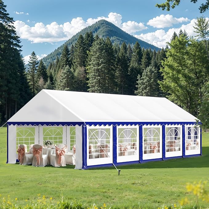 Sophia & William Party Tent 16x32 ft, Outdoor Canopy Carpas para Fiestas Heavy Duty, Large Waterproof Patio Event Wedding Tent White with Sidewalls for Backyard