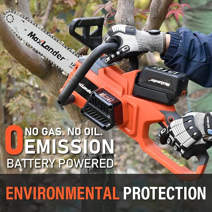 12-Inch Cordless Battery Operated Chainsaw with 1x4.0Ah Battery&Charger, MAXLANDER 20V Electric Chainsaw with Auto-Tension & Auto-Lubrication, Lightweight Handheld for Wood Cutting & Trimming