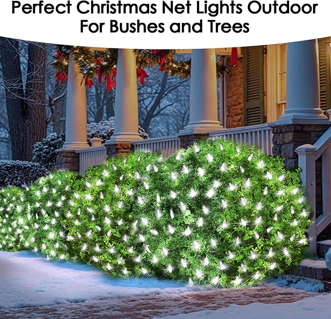 Christmas Net Lights Outdoor for Bushes, 6x5ft 120LED Net Light Outdoor Mesh Lights, Connectable Waterproof Net Light for Bushes,Garden,Yard,Trunk,Xmas Tree,Christmas Décor (Cool White)