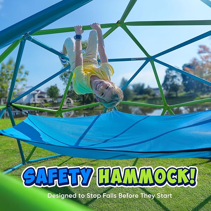 Zupapa10FT Climbing Dome with Hammock, Supports up to 1000lbs Kids Jungle Gym, 10FT Dome Climber with Hammock for Kids 3 to 10 Outdoor Play Equipment