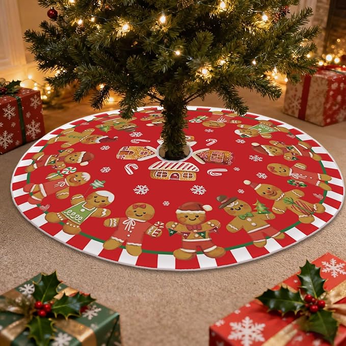 48 Inch Christmas Tree Skirt – Holiday Tree Mat for 6 to 7.5 Ft Trees, Durable & Soft Christmas Decorations for Home, Living Room, Party, Winter Xmas Holiday Decor