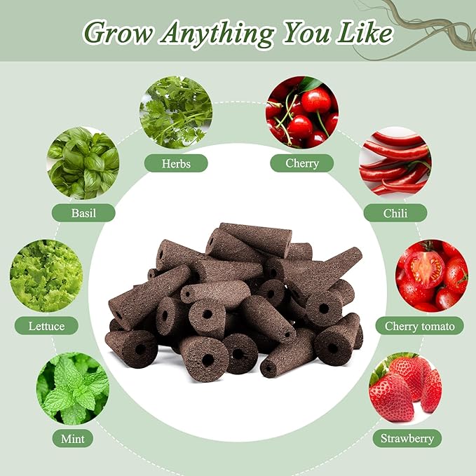 125 Piece Hydroponic Pods Kit: Grow Anything with 50 Grow Sponges, 12 Baskets, 12 Domes, 50 Labels, 1 Tweezer - Compatible with All Hydroponics Brands