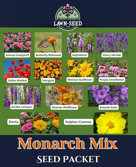 Monarch Wildflower Mix! (Seed Packet) Sprinkle a Little Magic—Our Shade, Perennial, Hummingbird, Deer-Resistant, and Other Wildflowers Bring Vibrant Color and Pollinator Joy to Any Space.
