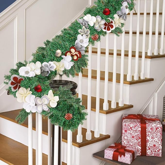 Incbruce 9 FT Artificial Christmas Garland Decorations, Green Pine Needles Garland for Wall, Home Fireplace, Table, Indoor, Outdoor Holiday Christmas Decorations (Pack of 5)