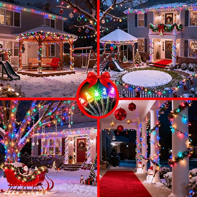 340 LED 90FT Christmas String Lights Outdoor, 12 Pro Modes and Timer Memory & Brightness, Plug in Waterproof Dark Green Wire Twinkle Light for for Xmas Yard Tree Wedding Party Decor (Multicolor)
