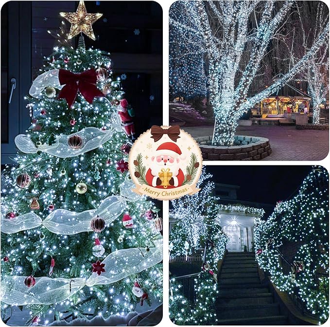 75FT 1500 LED Cluster Christmas Lights, Christmas Tree Lights Outdoor Indoor with 8 Modes & Timer & Remote, Firecrackers String Lights Waterproof for Garland Party Xmas Decorations, Cool White