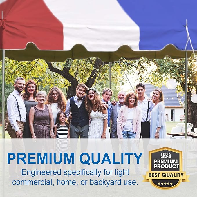 Party Tents Direct 20'x20' Weekender Canopy Pole Tent - Easy Up Canopy Tent with 80 Person Capacity - Outdoor Canopies for Parties, Weddings, & Events (Red, White and Blue)