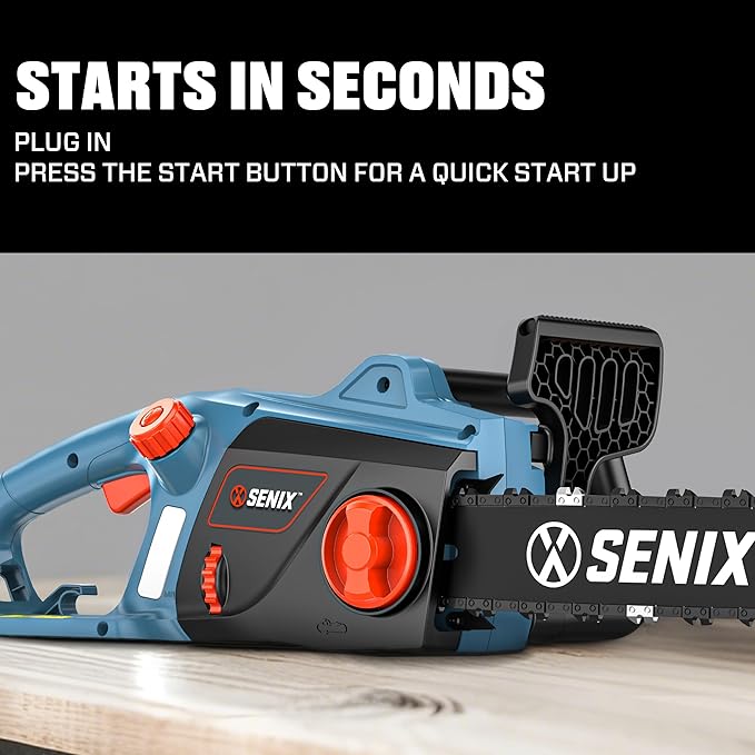 SENIX Electric Chainsaw, 16" Corded Chainsaw,12 Amp Chain Saw for Wood Cutting, Tree Trimming, Garden Tool for Pruning, Branch Cutting, Yard, Fathers Day Gift for Men,Gardener, CSE12-M