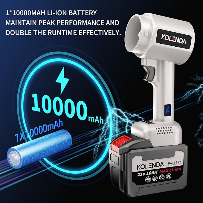 Handheld Cordless Lightweight Powerful Car Dryer Air Blower with 1800G & 335MPH Powerful, Air Duster Electric Leaf Blower Cleaning Dryer Turbo for Patio Cleaning, Lawn Care and Car Drying