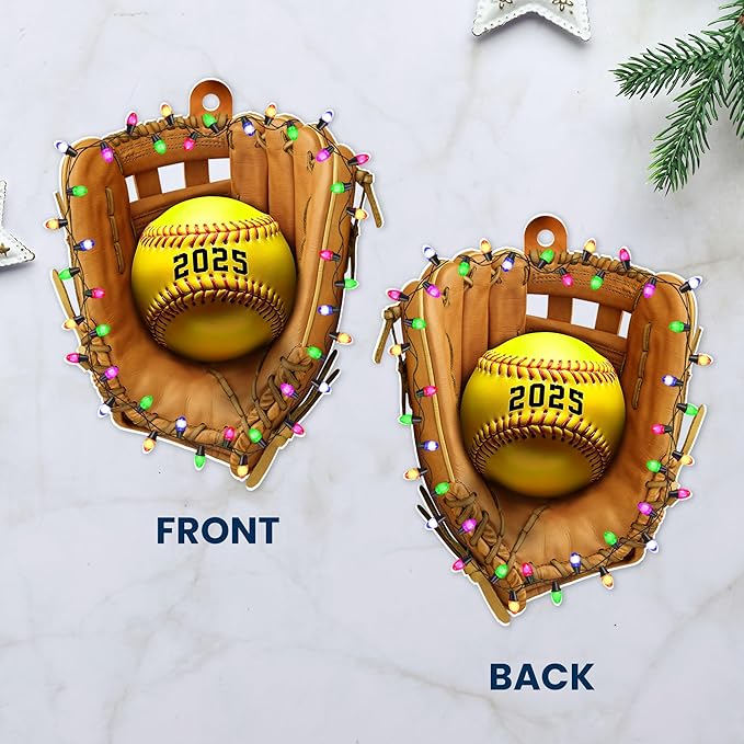 FLAGWIX Christmas Softball Gifts for Girls 8-12, Softball Ornament - 2D Acrylic Ornaments 2025 for Christmas Tree Decorations - Gifts for Sporty Girls, Coach, Sports Ornament Decor