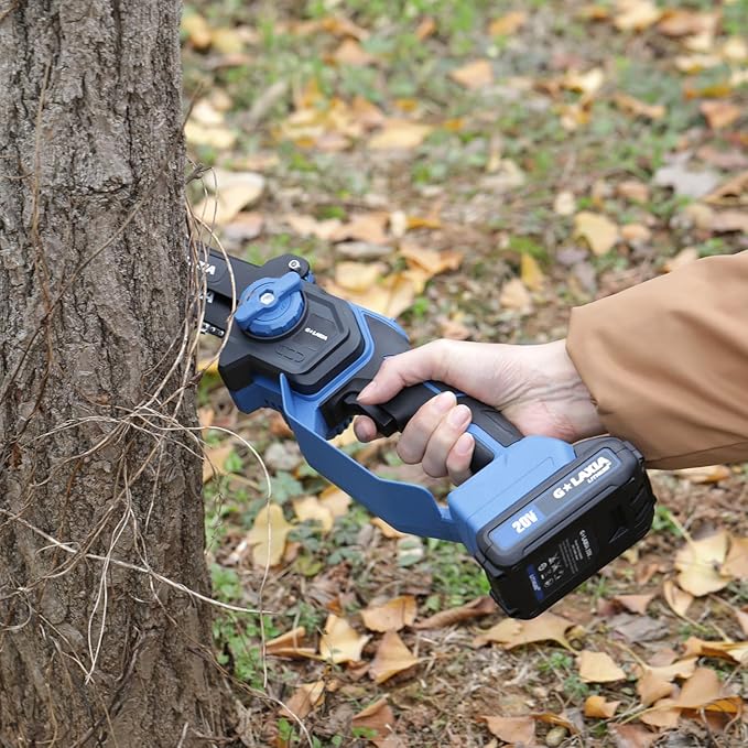 Battery Chainsaw 6 Inch with 2 batteries, Handheld Chain Saw Pruning Shears Chainsaw for Tree Branches, Courtyard