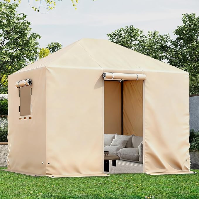 Winter Gazebo Cover for 12x12 Outdoor Hardtop Gazebos, Waterproof Enclosed Canopy Protective Covers Gazebo Accessories with 4 Sand Bags