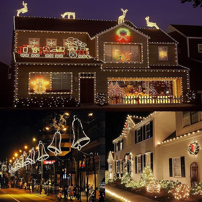 SURNIE LED Rope Lights Outdoor Warm White, Waterproof 50FT Cuttable 3000K Lighting Indoor 110V Connectable Flexible Electric Lights for Christmas Trees Bedroom Outside Patio Decor, Not Flat Strip