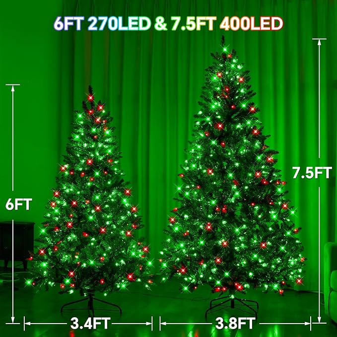 6FT Pre-lit Christmas Tree, RGB Color Changing Smart Artificial Christmas Tree with Lights, 920 PVC Branch Tips, App&Remote Control, Light up Christmas Tree for Indoor Outdoor Decoration