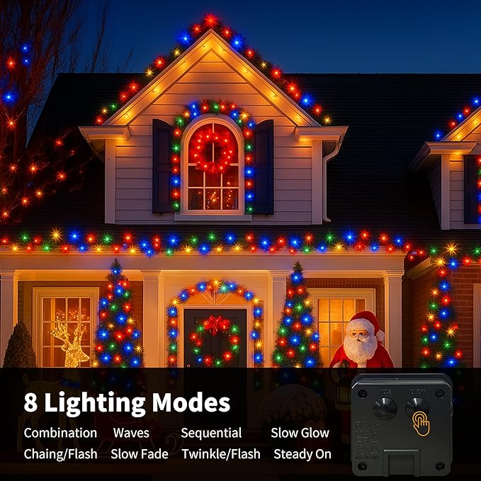 Solar String Lights Outdoor, 4Pack 480 LED Solar Christmas Lights, 160FT Solar Twinkle Light Outdoor Waterproof with 8 Modes for Christmas Tree Wedding Garden Patio Yard Decorations(Multicolor)