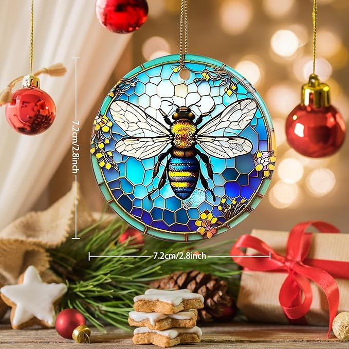 Christmas Bee Keepsake Ornament - Bee Lovers Gifts - Animal Lovers Ornaments