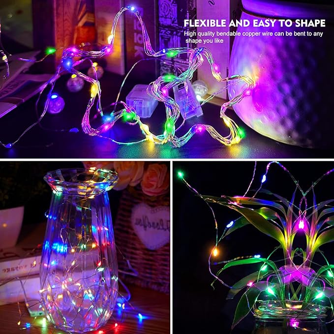 AIKEI 6 Pack LED Fairy Lights Battery Operated, String Lights Waterproof 7 Feet 20 Led Firefly Starry Lamps for Wedding Party Bedroom Garden Halloween Christmas Decoration Colorful