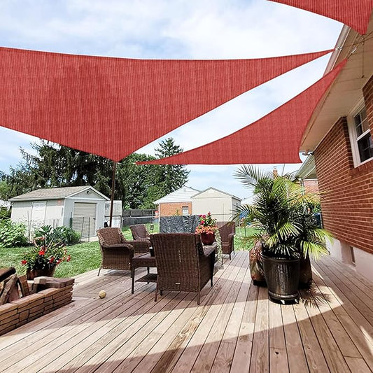 Patio Paradise 8' x 8' x 7'10" Sun Shade Sail Triangle Canopy, Permeable Shade Cloth Fabric Sunlight Block Patio Cover HDPE Deck Awning for Outdoor Backyard Pergolas Roof Shading, Red