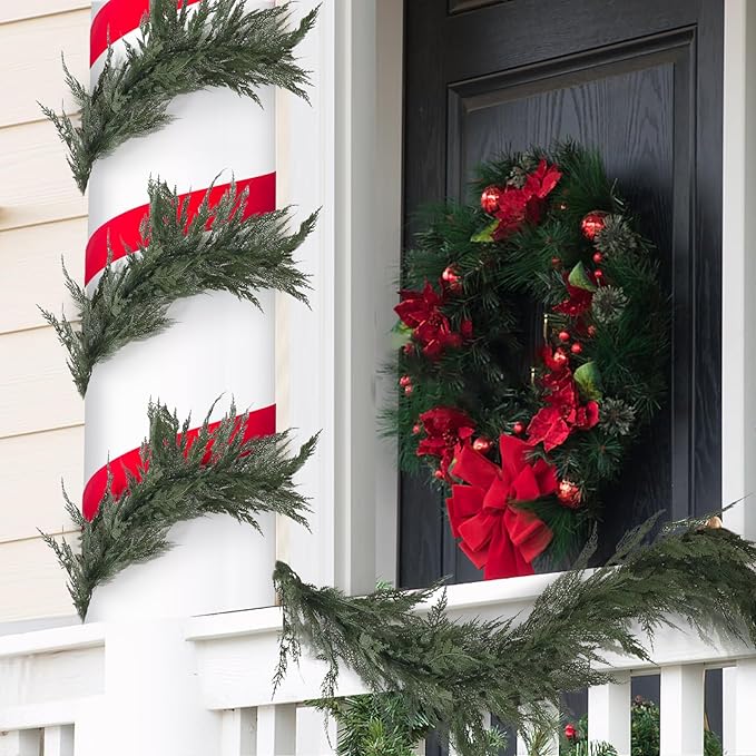 Norfolk Pine Christmas Garland - Real Touch Pine Garland, Green Artificial Greenery Garland for Holiday, Fireplace, Mantle, Window, Stairs, Indoor, Outdoor Décor (180cm - Encrypted A)