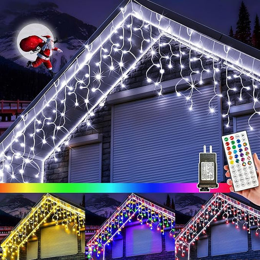 128 Functions 16 Colors Christmas Lights with 504 LED 52FT Timer Christmas Lights Outdoor 8 Modes Waterproof Plug in for Holiday Home Garden Decorations