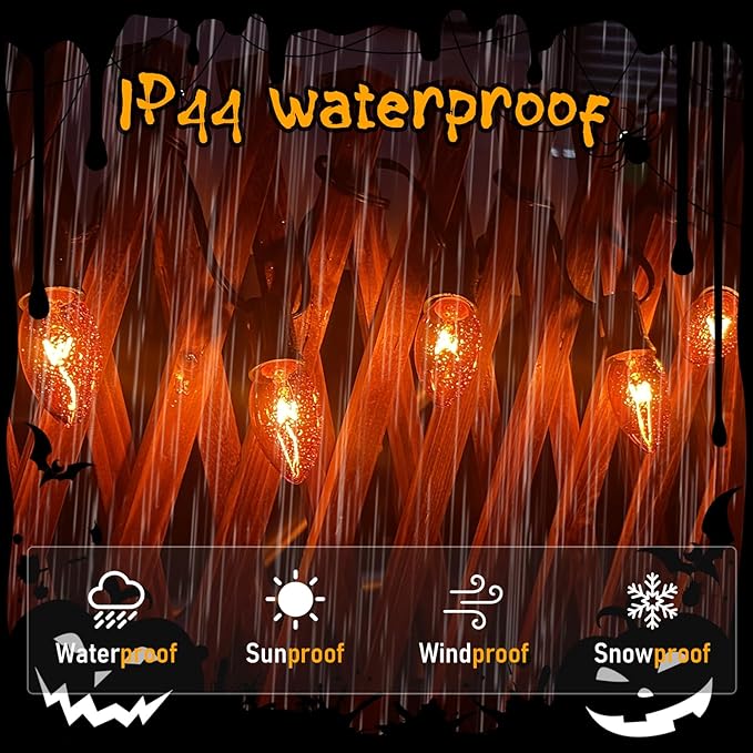 GOOTHY C9 Orange Christmas String Lights, 25Ft Outdoor Christmas Decorations Lights with 26 Incandescent Orange Bulbs, Connectable Patio Lights Waterproof for Outdoor Halooween Party Backyard Roofline