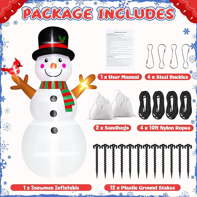 15FT Christmas Snowman, Huge Blow Up Snowman Inflatable Decor, Lighted Xmas Inflatables for Lawn Yard Holiday Party