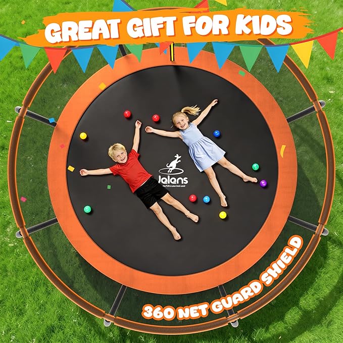 Trampoline 8FT 10FT 12FT 14FT 15FT 16FT, Recreational Trampolines with Enclosure Net and Ladder, Outdoor Anti-Rust Trampolines for Kids and Adults, ASTM Approved