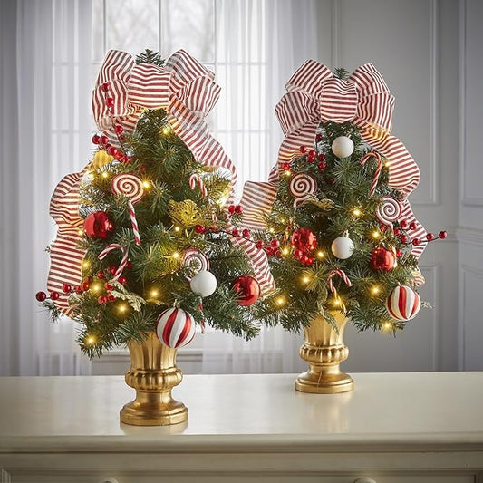 BrylaneHome 24" H Tabletop Christmas Tree - Red White