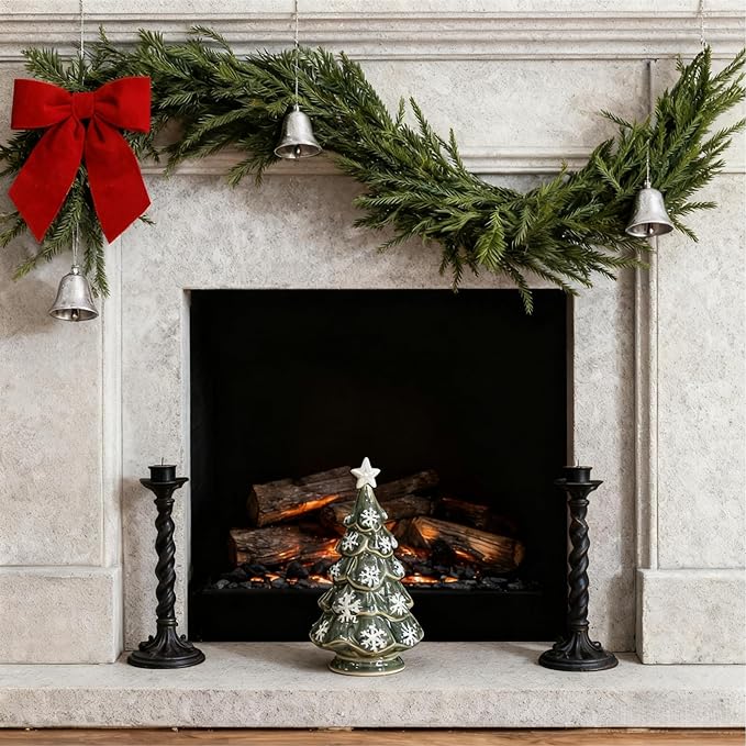 Christmas Garland 9FT Real Touch Artificial Pine Garland, Christmas Greenery Garland for Mantle Decorations, Christmas Garland for Stairs Railing, Wall, Table, Indoor Outdoor Holiday Decor