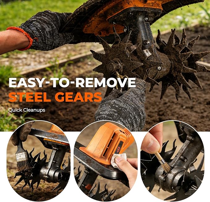 Cordless Electric Tiller Cultivator, 21V Battery Powered Garden Tiller with 2¡¿4.0Ah Batteries, 9¡È Tilling Width & 6.6¡È Depth, 360RPM 48 Rust-Resistant Blades for Soil & Gardening