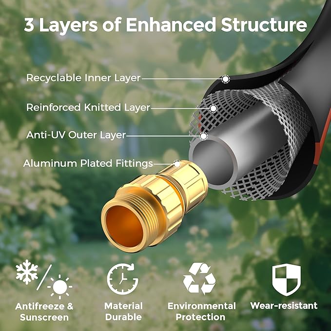 Giraffe Tools Leader Hose 5/8 x 10ft, Custom Length, No Kink, Flexible, Leakproof Water Hose, Double Female Fittings, 600 Burst PSI, 10ft, Black Orange